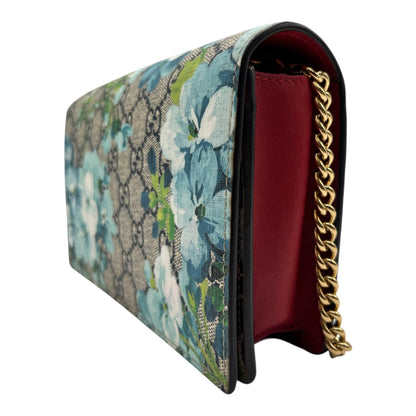 GUCCI MULTICOLOR GG SUPREME BLOOMS WALLET ON CHAIN