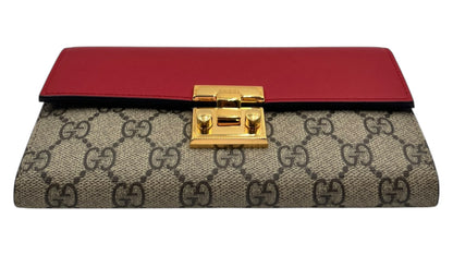 GUCCI PADLOCK CONTINENTAL WOC  GG COATED CANVAS