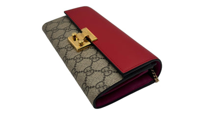 GUCCI PADLOCK CONTINENTAL WOC  GG COATED CANVAS