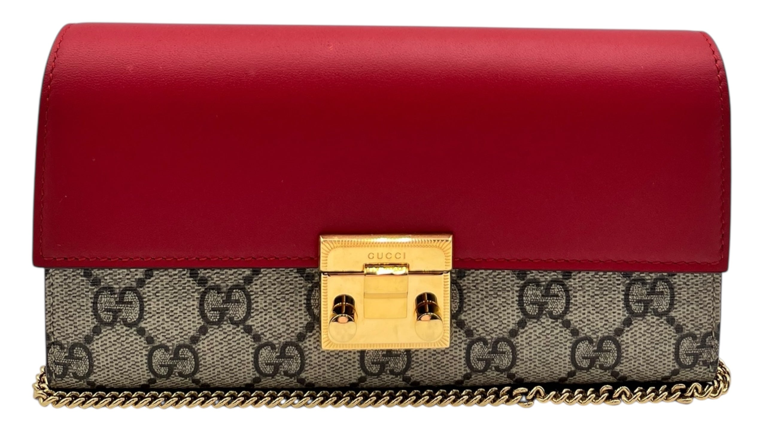 GUCCI PADLOCK CONTINENTAL WOC  GG COATED CANVAS