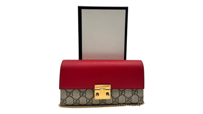 GUCCI PADLOCK CONTINENTAL WOC  GG COATED CANVAS