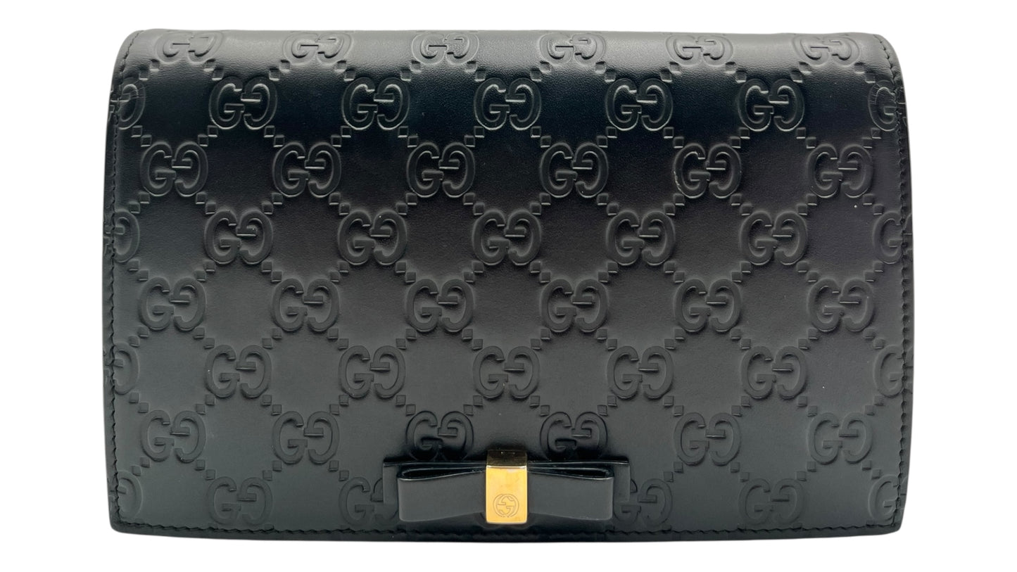 GUCCI GUCCISSIMA BLACK WALLET ON CHAIN