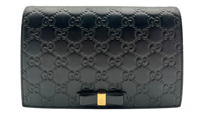 GUCCI GUCCISSIMA BLACK WALLET ON CHAIN