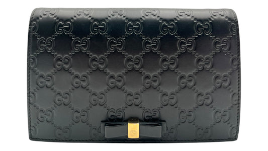 GUCCI GUCCISSIMA BLACK WALLET ON CHAIN