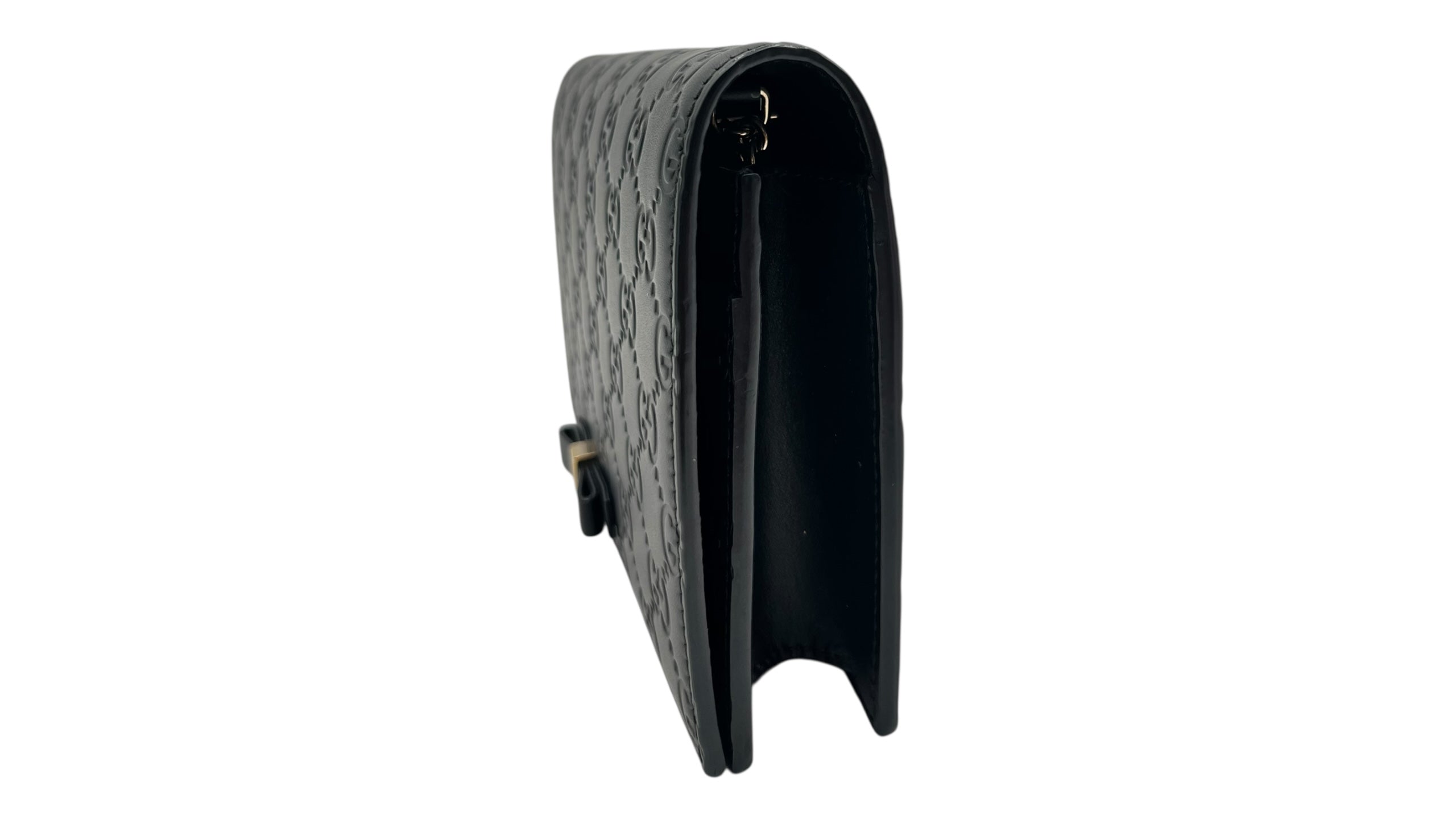 GUCCI GUCCISSIMA BLACK WALLET ON CHAIN