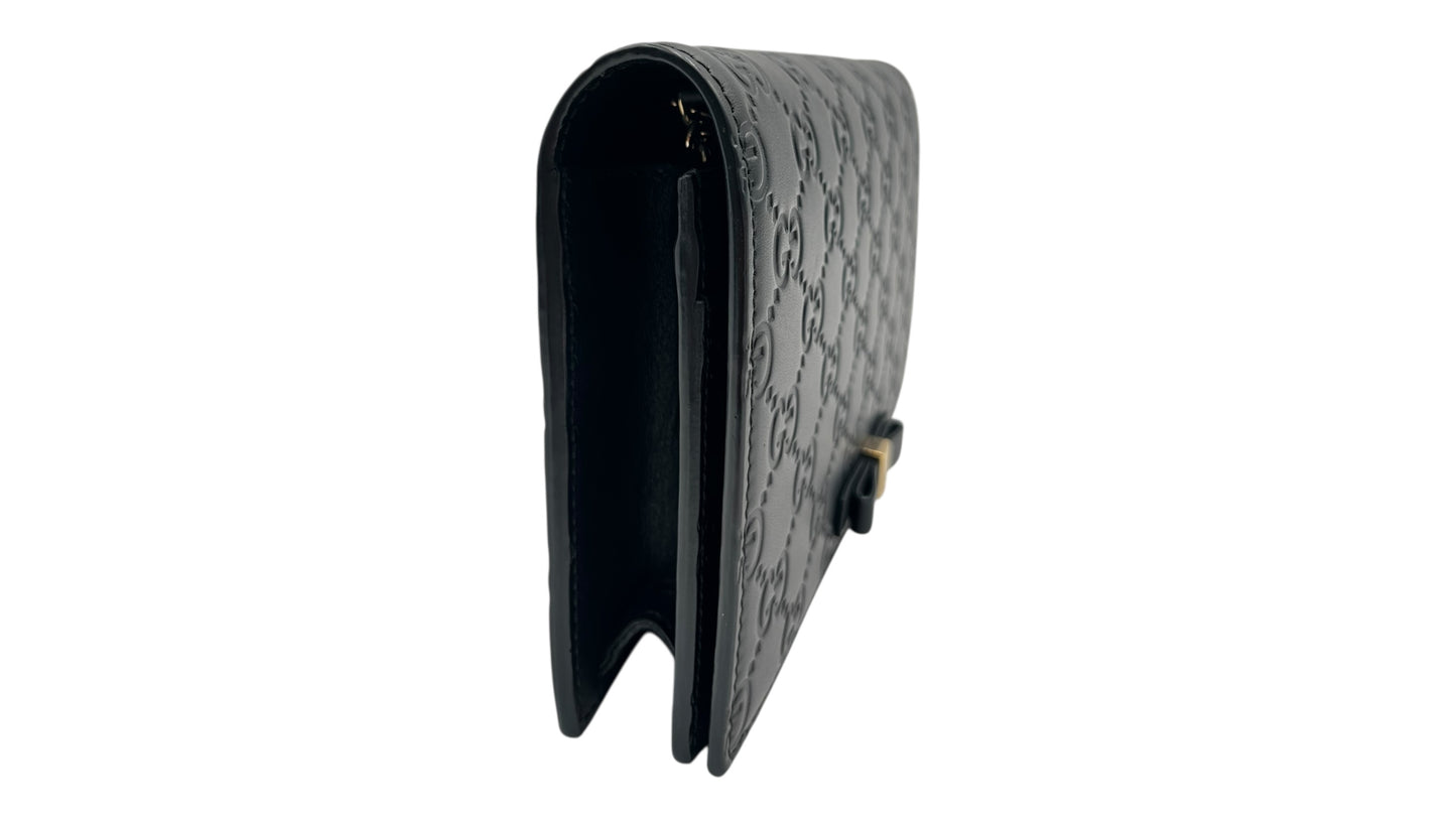 GUCCI GUCCISSIMA BLACK WALLET ON CHAIN