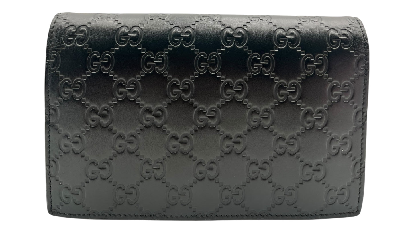 GUCCI GUCCISSIMA BLACK WALLET ON CHAIN