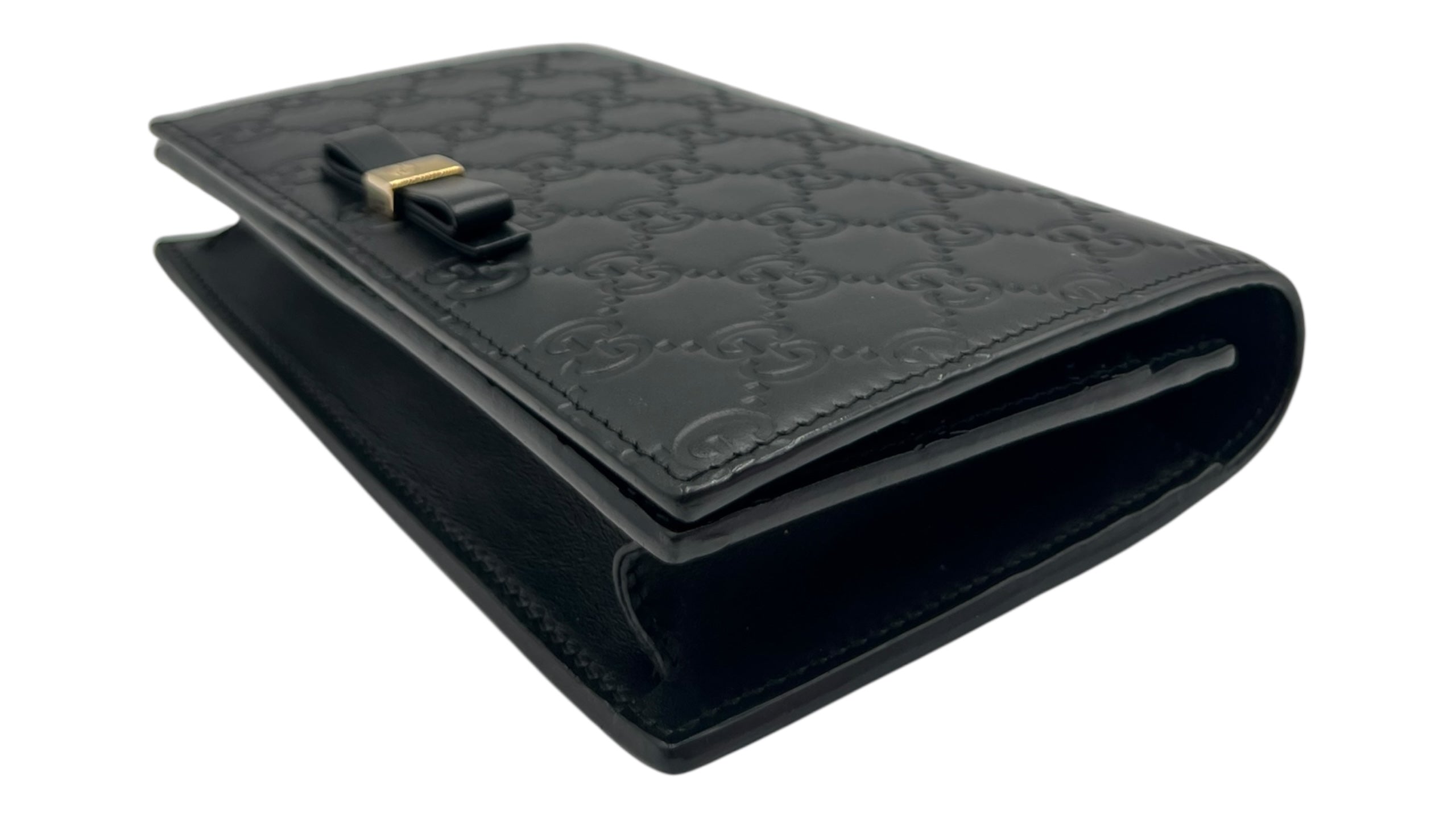 GUCCI GUCCISSIMA BLACK WALLET ON CHAIN