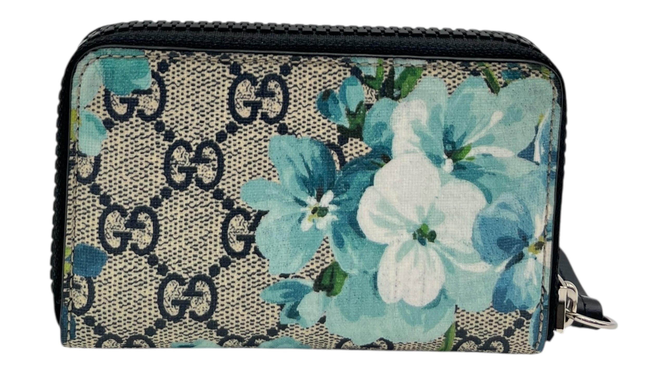 GUCCI GG SUPREME BLOOMS CANVAS ZIP MINI WALLET