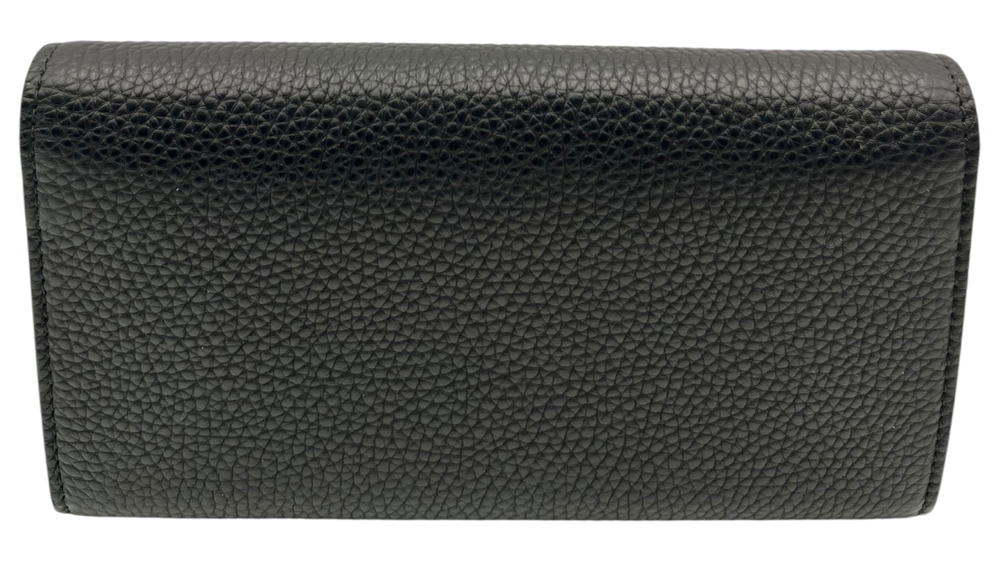 GUCCI BLIND FOR LOVE BEE LONG BLACK CONTINENTAL WALLET