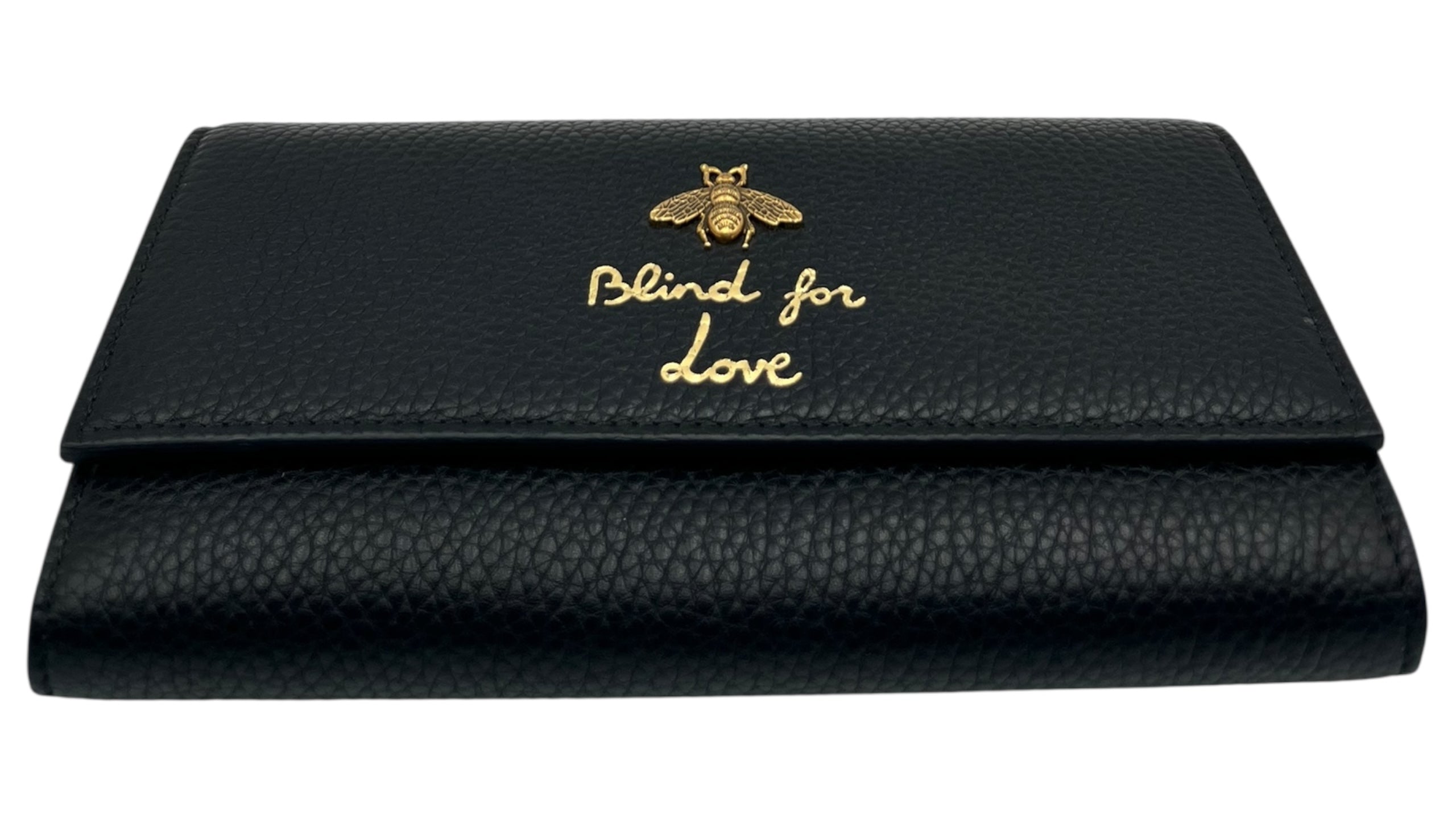 GUCCI  BLIND FOR LOVE BEE LONG BLACK CONTINENTAL WALLET
