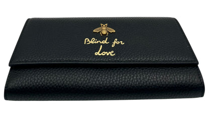 GUCCI BLIND FOR LOVE BEE LONG BLACK CONTINENTAL WALLET