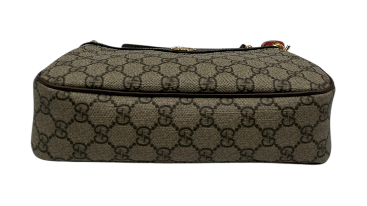 GUCCI OPHIDIA GG CANVAS SHOULDER BAG IN BROWN