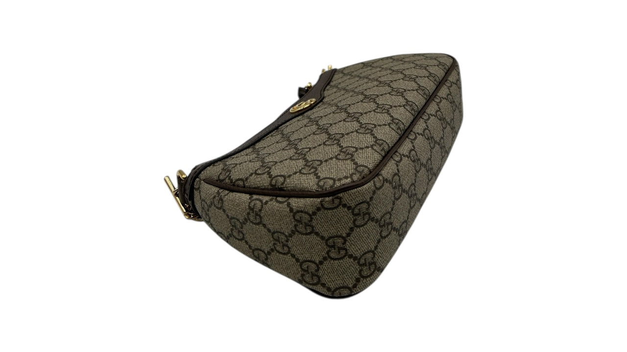 GUCCI OPHIDIA GG CANVAS SHOULDER BAG IN BROWN
