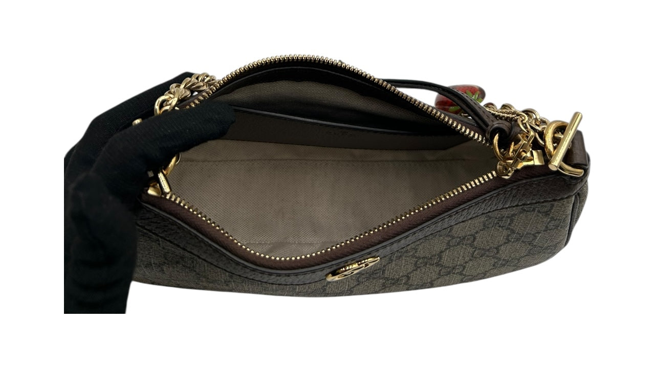 GUCCI OPHIDIA GG CANVAS SHOULDER BAG IN BROWN
