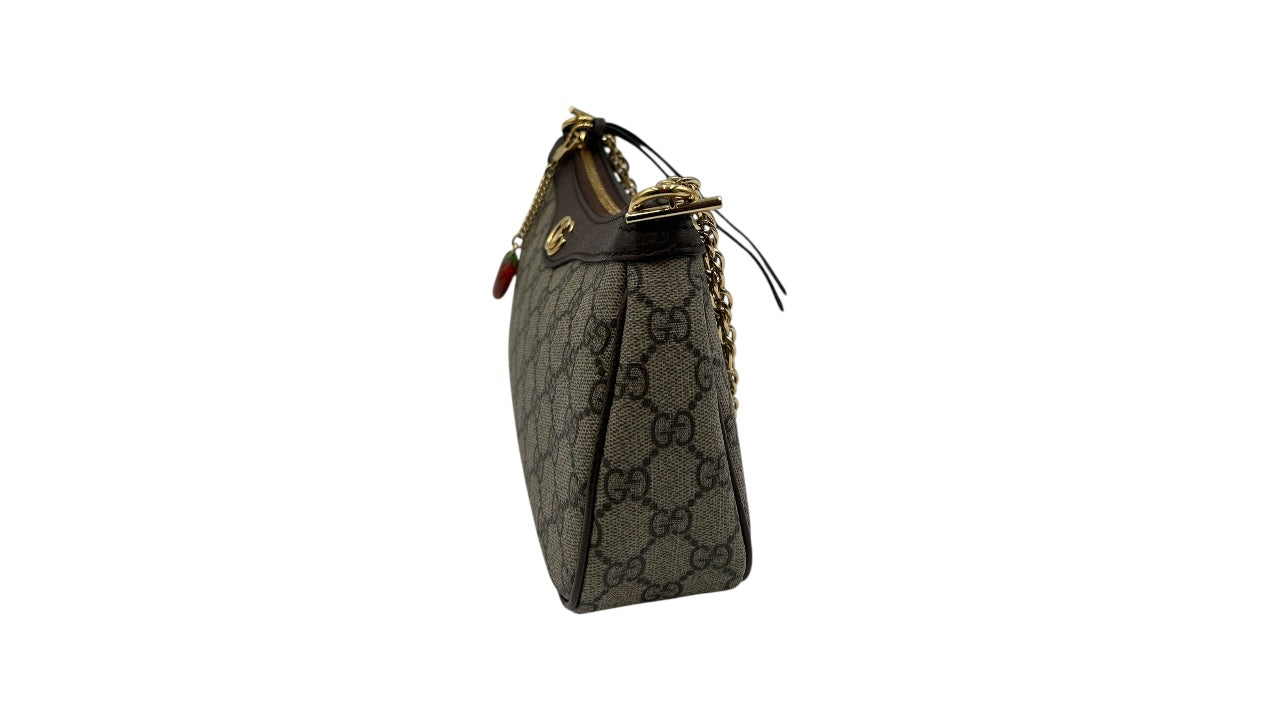 GUCCI OPHIDIA GG CANVAS SHOULDER BAG IN BROWN