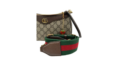 GUCCI OPHIDIA GG CANVAS SHOULDER BAG IN BROWN
