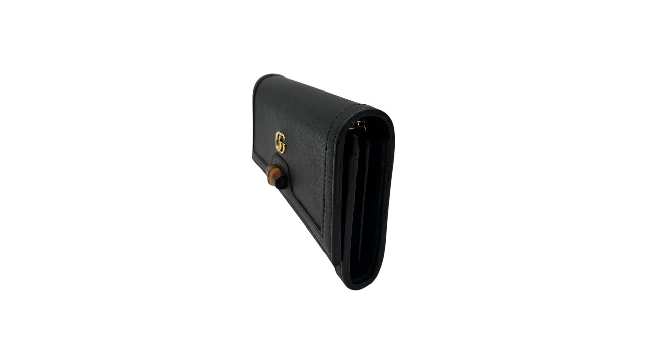GUCCI WONKA GRAIN CALFSKIN DIANA CHAIN WALLET BLACK