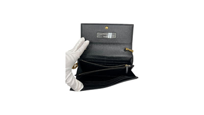 GUCCI WONKA GRAIN CALFSKIN DIANA CHAIN WALLET BLACK