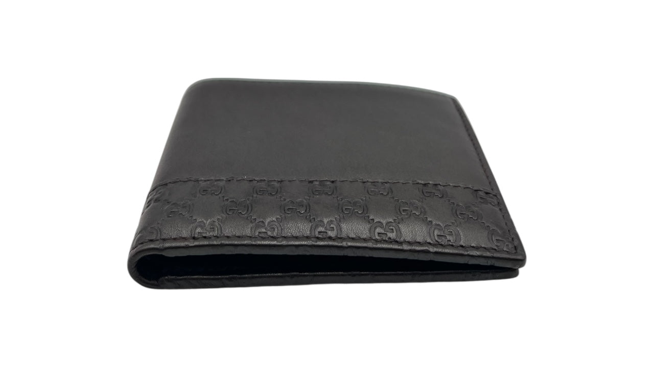 GUCCI DARK BROWN GUCCISSIMA LEATHER BIFOLD COMPACT WALLET