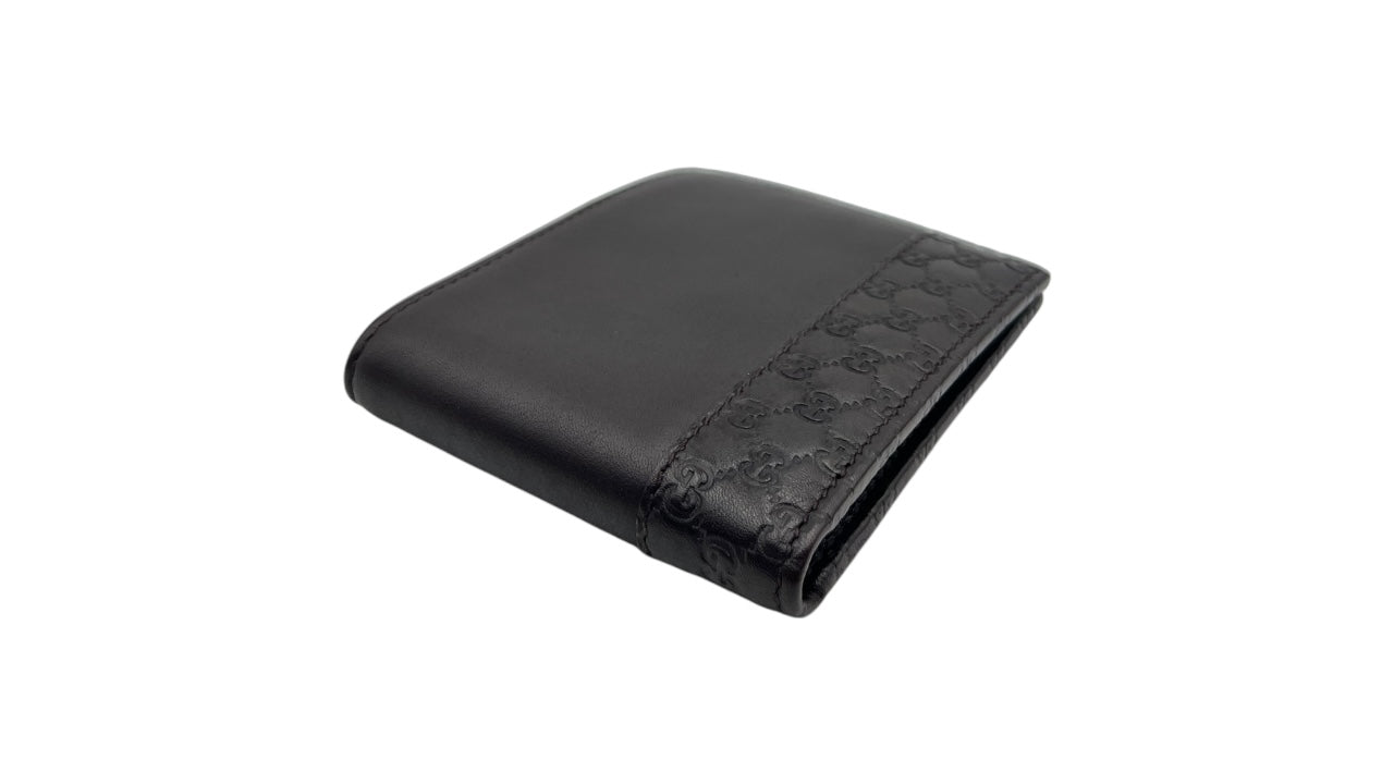 GUCCI DARK BROWN GUCCISSIMA LEATHER BIFOLD COMPACT WALLET