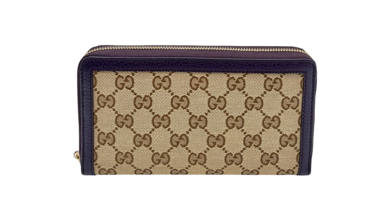 GUCCI GG CANVAS ZIPPY LONG WALLET WITH BAMBOO TASSEL