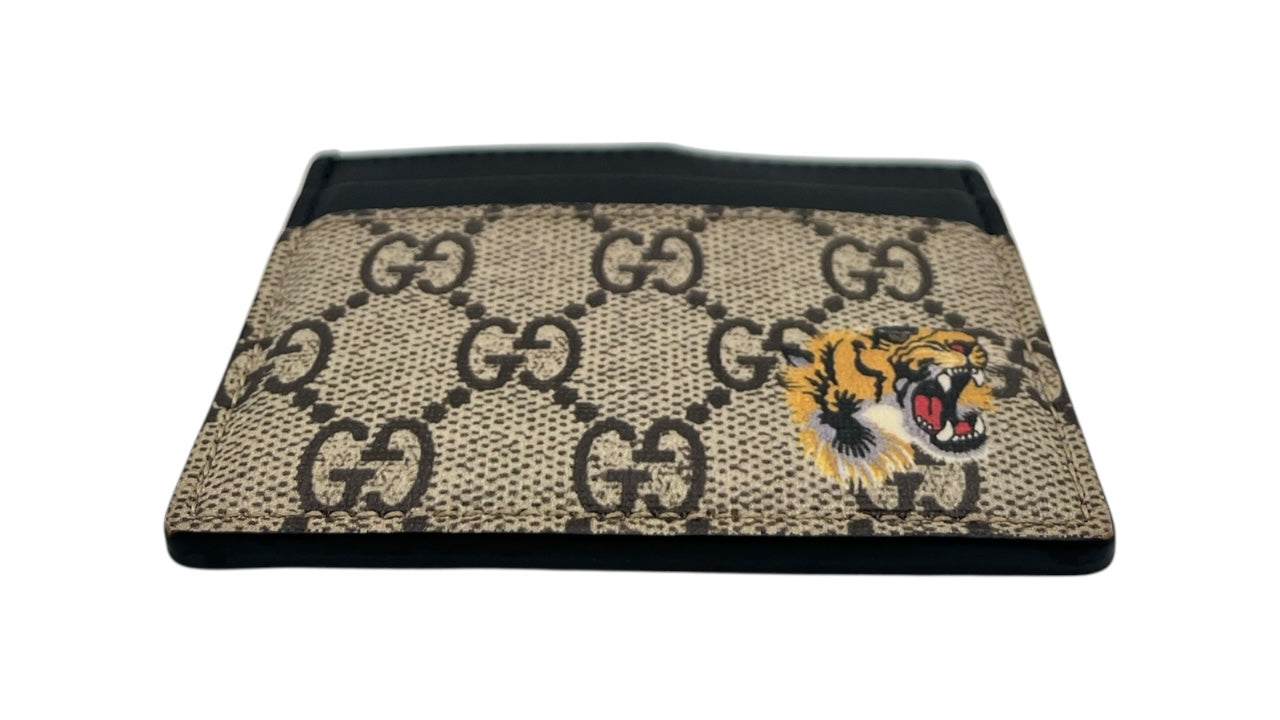 GUCCI TIGER PRINT CANVAS CARD HOLDER