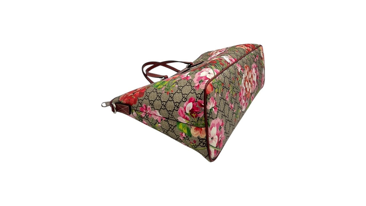 GUCCI PINK BLOOMS GG CANVAS SHOPPING TOTE