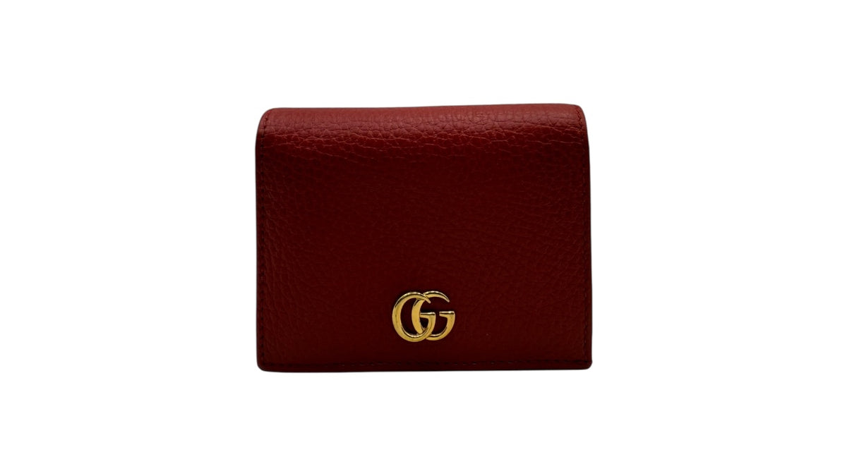 GUCCI WALLET GG MARMONT LEATHER TRIFOLD RED