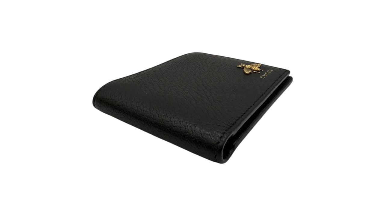 GUCCI CALFSKIN BEE BI-FOLD WALLET BLACK