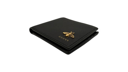 GUCCI CALFSKIN BEE BI-FOLD WALLET BLACK