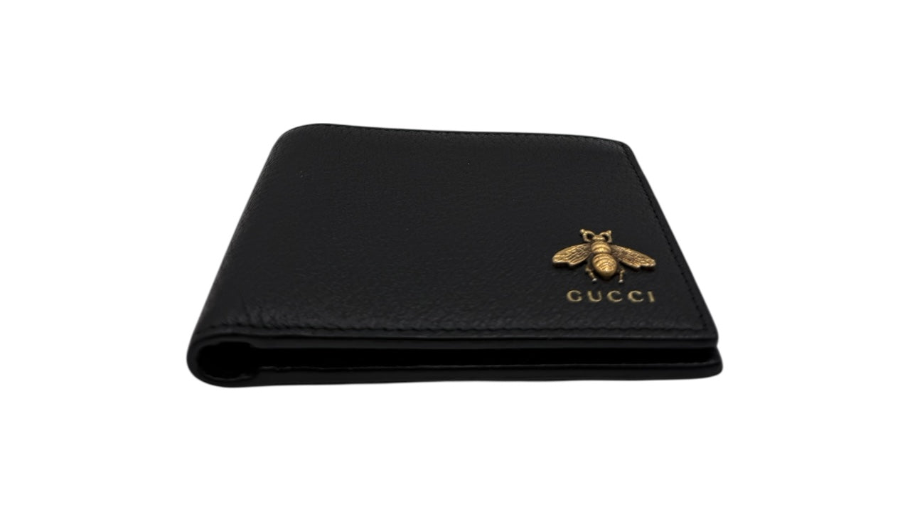 GUCCI CALFSKIN BEE BI-FOLD WALLET BLACK