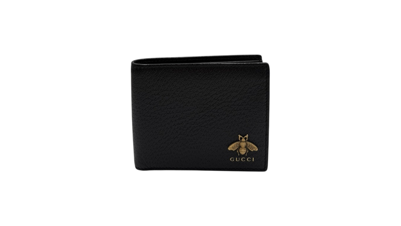GUCCI CALFSKIN BEE BI-FOLD WALLET BLACK