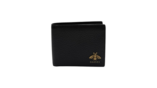 GUCCI CALFSKIN BEE BI-FOLD WALLET BLACK