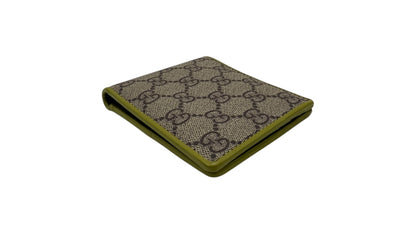 GUCCI GG SUPREME CANVAS BI-FOLD WALLET LIME INTERIOR
