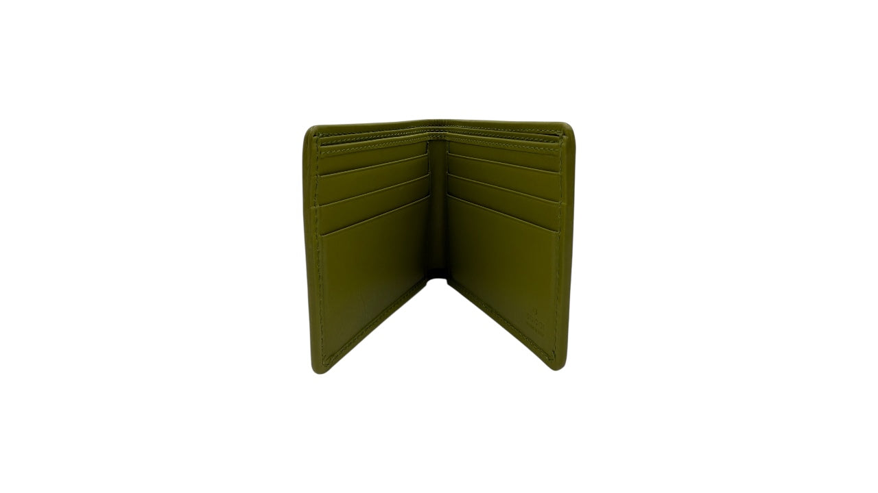 GUCCI GG SUPREME CANVAS BI-FOLD WALLET LIME INTERIOR