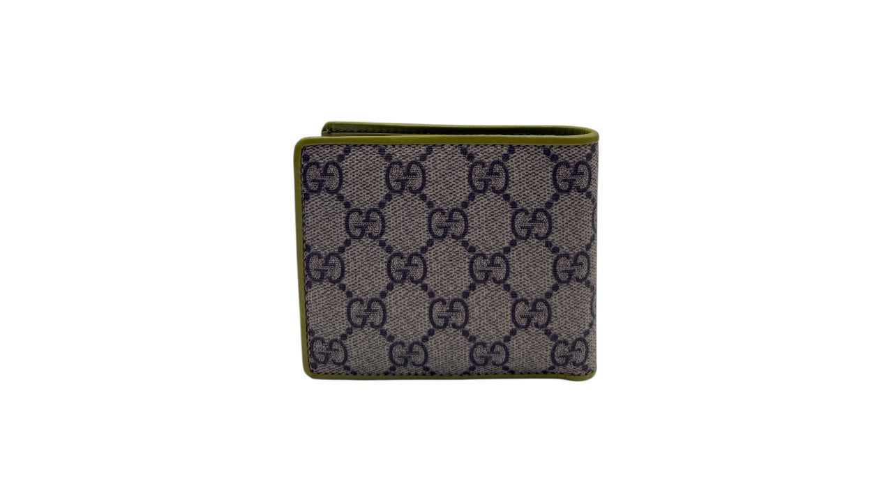 GUCCI GG SUPREME CANVAS BI-FOLD WALLET LIME INTERIOR