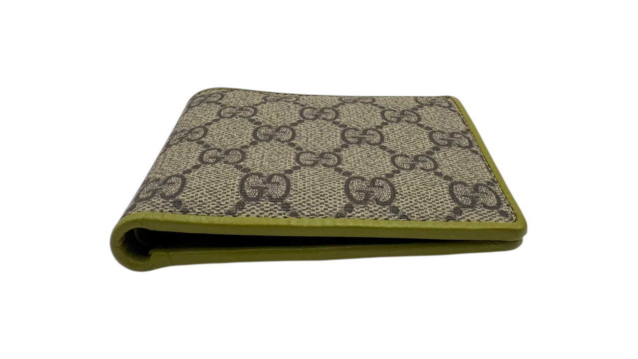 GUCCI GG SUPREME CANVAS BI-FOLD WALLET LIME INTERIOR
