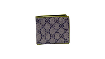 GUCCI GG SUPREME CANVAS BI-FOLD WALLET LIME INTERIOR