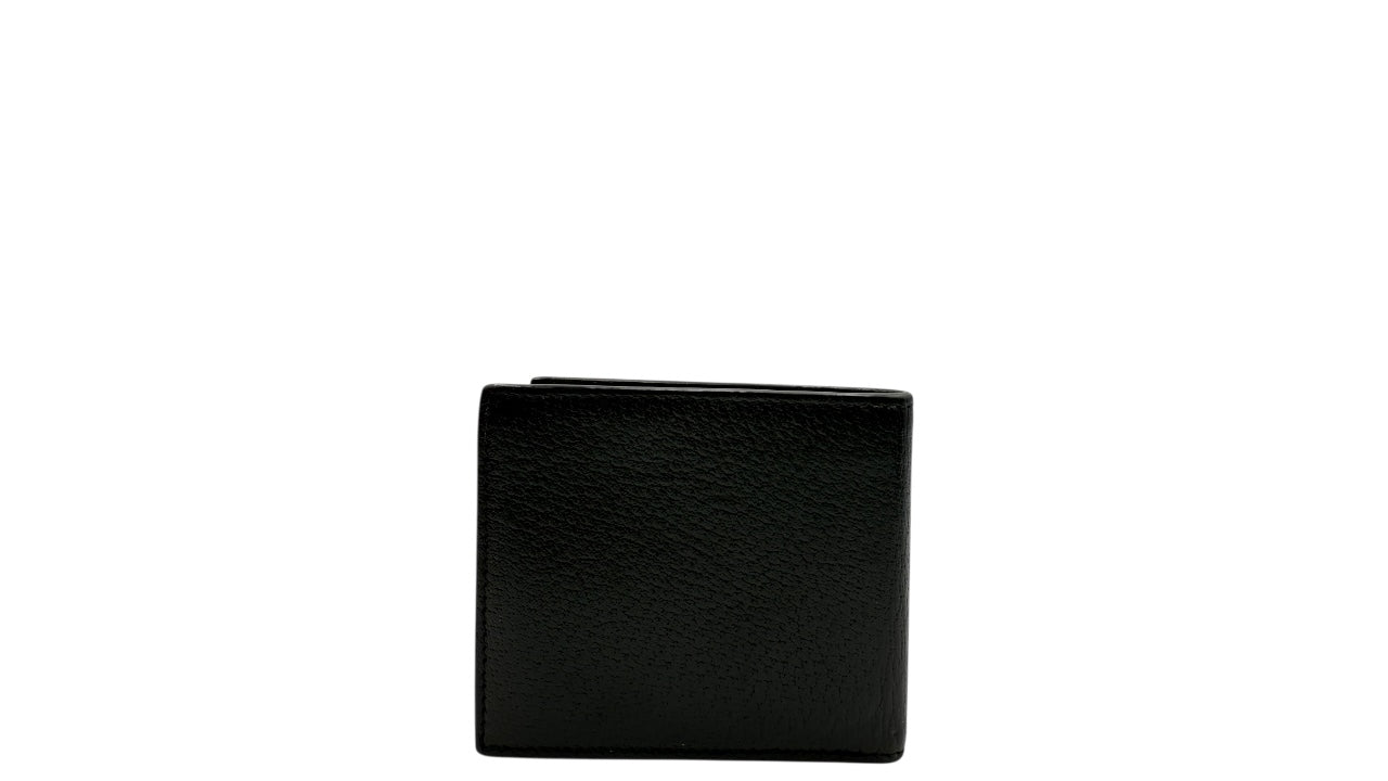 GUCCI BLACK CALFSKIN SHORT WALLET GOLD G