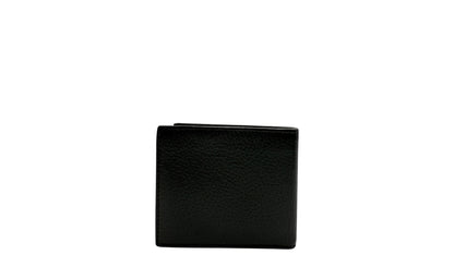 GUCCI BLACK CALFSKIN SHORT WALLET GOLD G