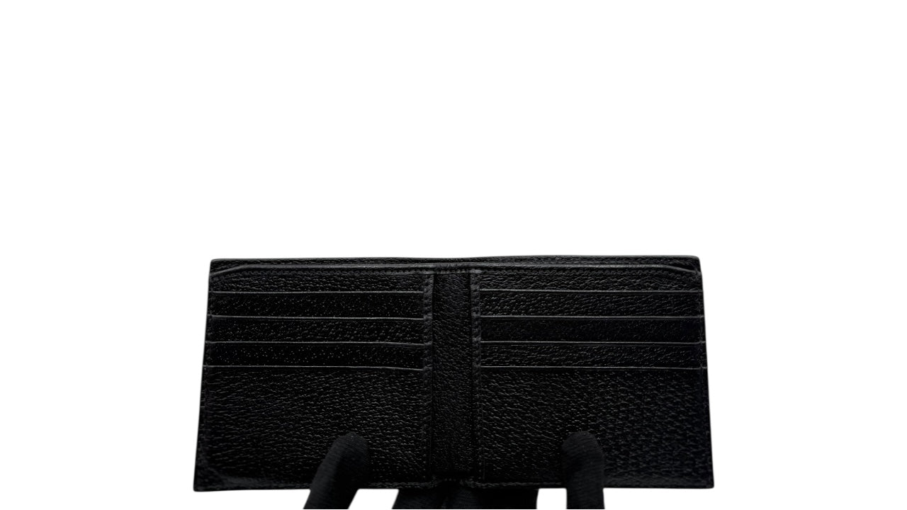 GUCCI BLACK CALFSKIN SHORT WALLET GOLD G