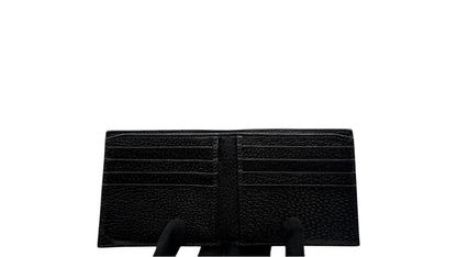 GUCCI BLACK CALFSKIN SHORT WALLET GOLD G
