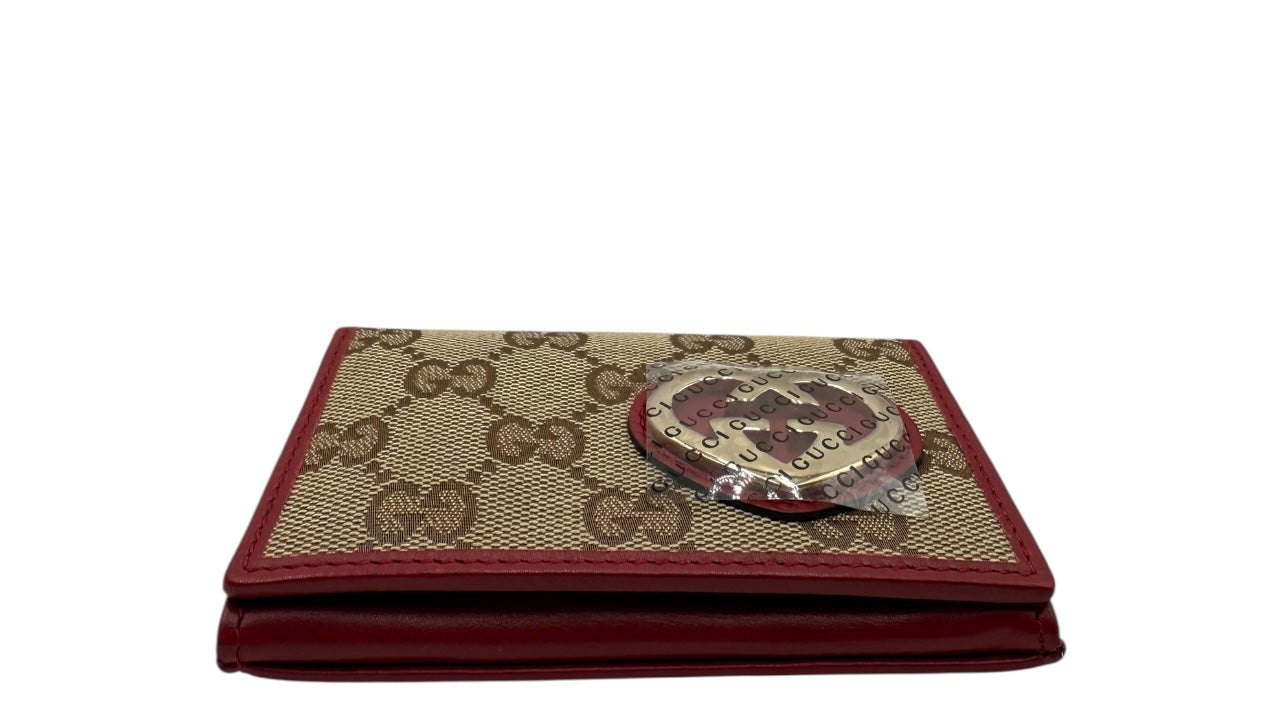 GUCCI GG CANVAS CARD CASE BEIGE