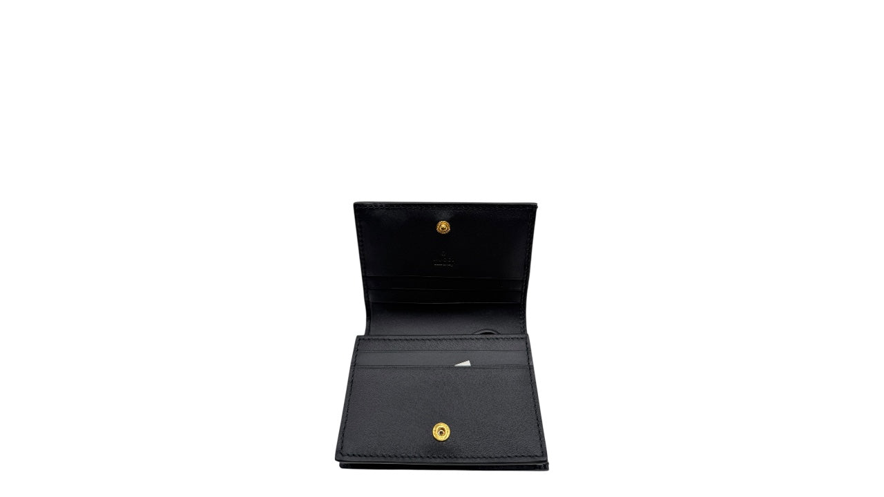 GUCCI OPHIDIA BLACK PATENT LEATHER CARD HOLDER