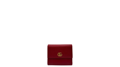 GUCCI GG MARMONT RED LEATHER TRIFOLD WALLET