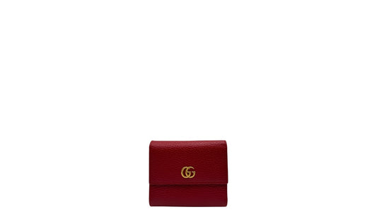 GUCCI GG MARMONT RED LEATHER TRIFOLD WALLET