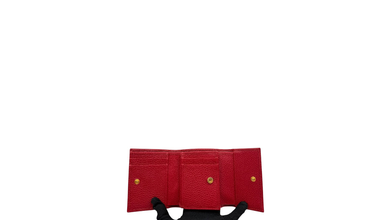 GUCCI GG MARMONT RED LEATHER TRIFOLD WALLET