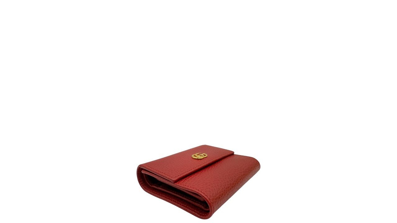 GUCCI GG MARMONT RED LEATHER TRIFOLD WALLET