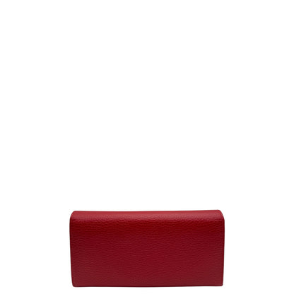 GUCCI PEBBLED LONG CONTINENTAL RED WALLET